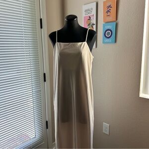 H&M Soft Cream Spaghetti Strap Slit Dress